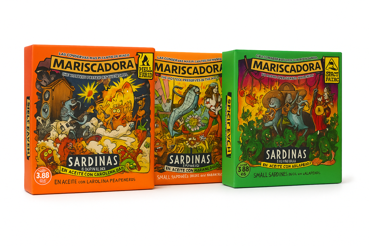 Mariscadora Hot Chili Challenge Set – Premium Mini Sardinen in Sonnenblumenöl