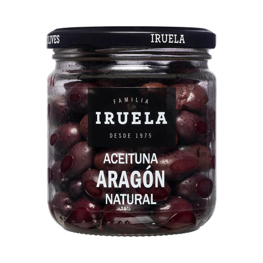 Iruela - Schwarze Oliven "Aragón" - Naturbelassen, mit Stein - 365g