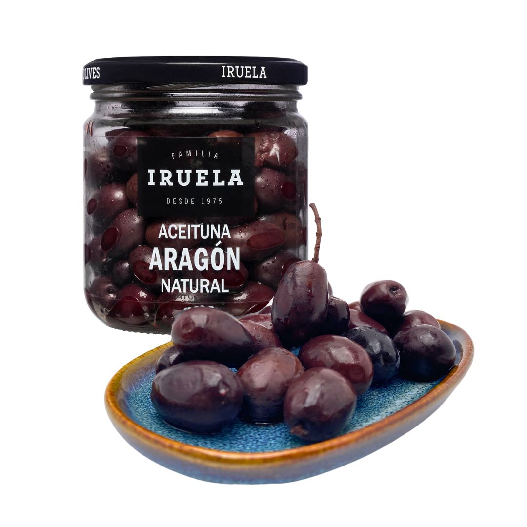 Iruela - Schwarze Oliven "Aragón" - Naturbelassen, mit Stein - 365g