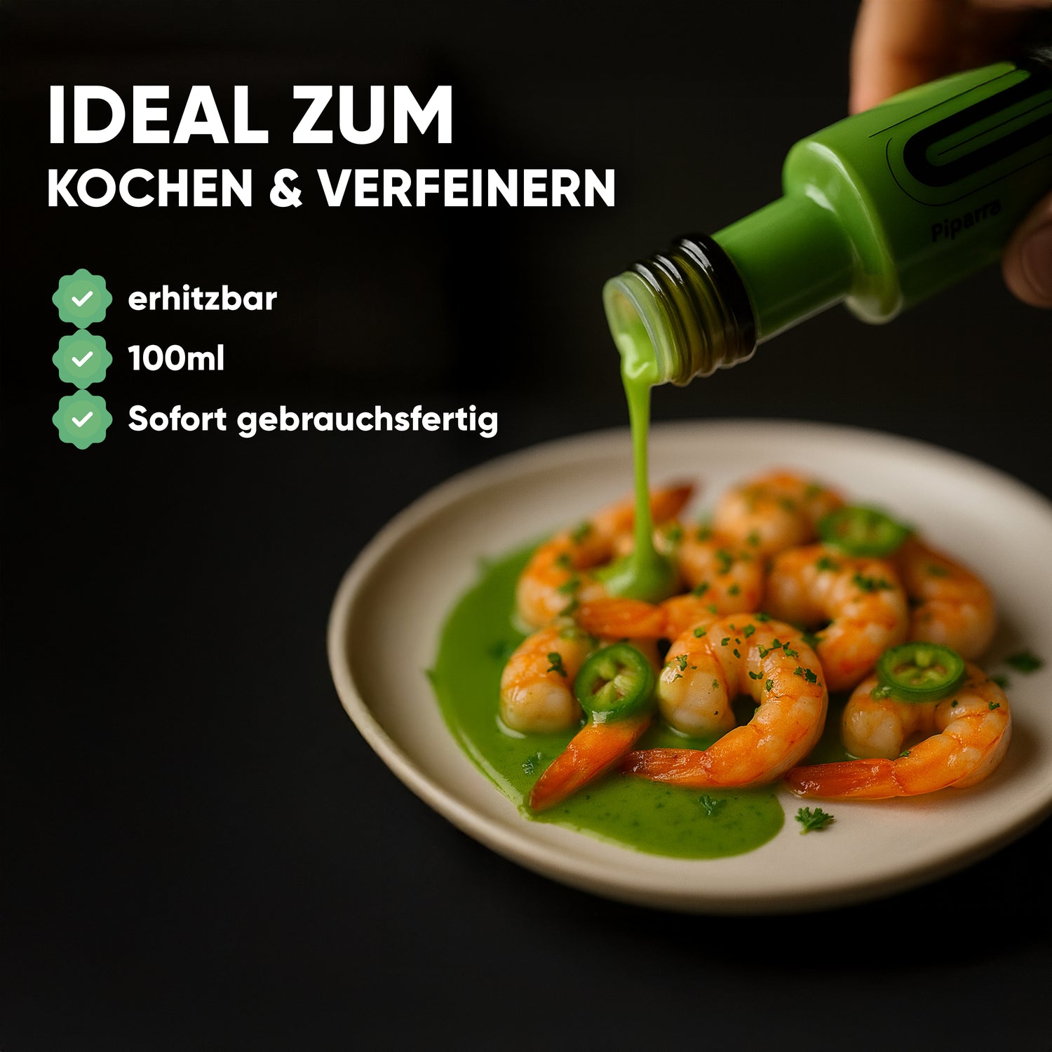 Oliquida - Sauce aus grünen Oliven und eingelegten "Piparra" Chilis - 100ml | Caviaroli | Albert Adriá