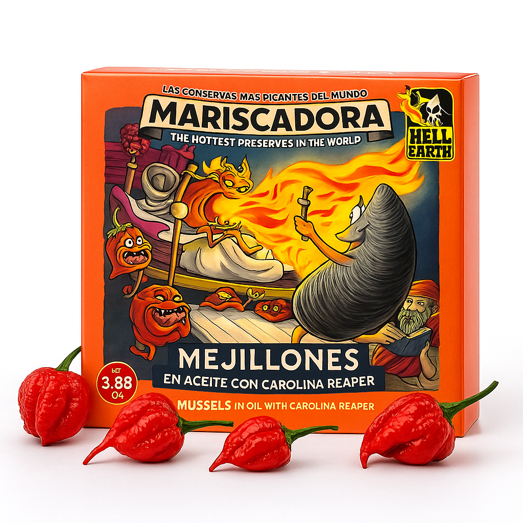 HELL ON EARTH - Mariscadora | Der Exorzist - Limited Edition | Miesmuscheln mit Carolina Reaper | CHILI CHALANGE | Konserve | Spanien