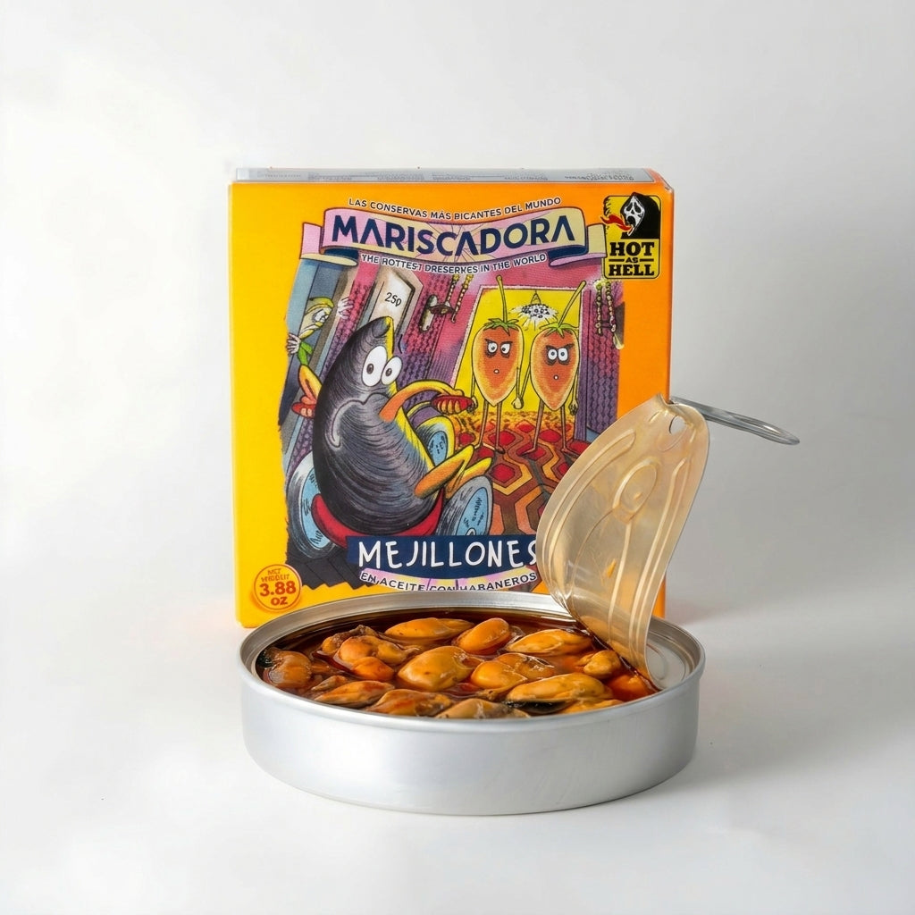 HOT AS HELL - Mariscadora | The Shining - Limited Edition | Miesmuscheln mit Habanero | CHILI CHALANGE | Konserve | Spanien