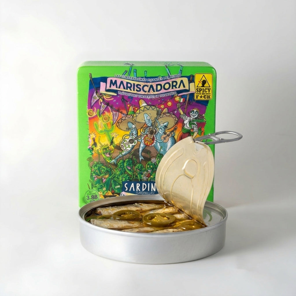 SPICY AS F*CK - Mariscadora | Mexico - Limited Edition | Mini Sardinen mit Jalapeño | CHILI CHALANGE | Konserve | Spanien