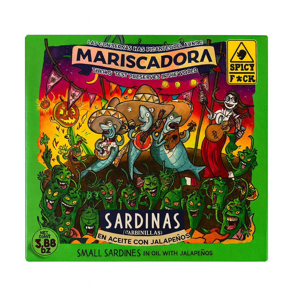 SPICY AS  F*CK - Mariscadora | Mexico - Limited Edition | Mini Sardinen mit Jalapeño | CHILI CHALANGE  | Konserve | Spanien