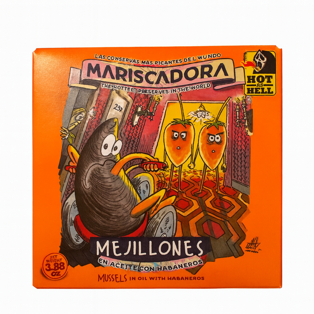 HOT AS HELL - Mariscadora | The Shining - Limited Edition | Miesmuscheln mit Habanero | CHILI CHALANGE  | Konserve | Spanien
