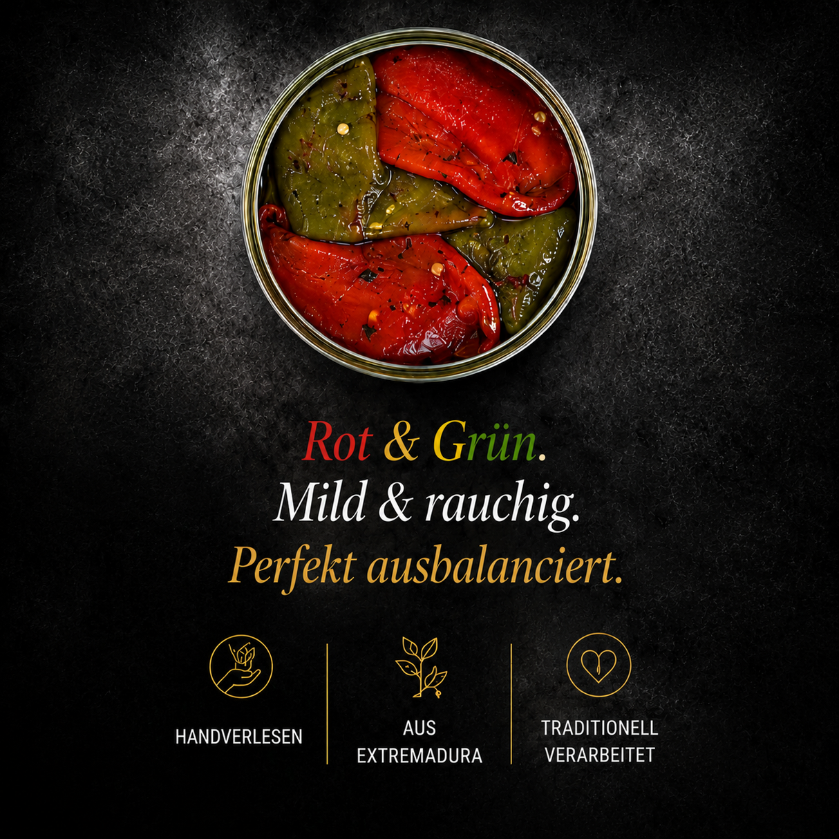 Handgeröstete spanische Piquillo Paprika im Glas