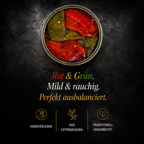 Handgeröstete spanische Piquillo Paprika im Glas