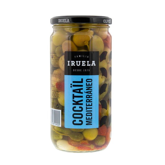 Iruela - Oliven Cocktail  "Mediterráneo" - mit Stein und Pickles - 720 g