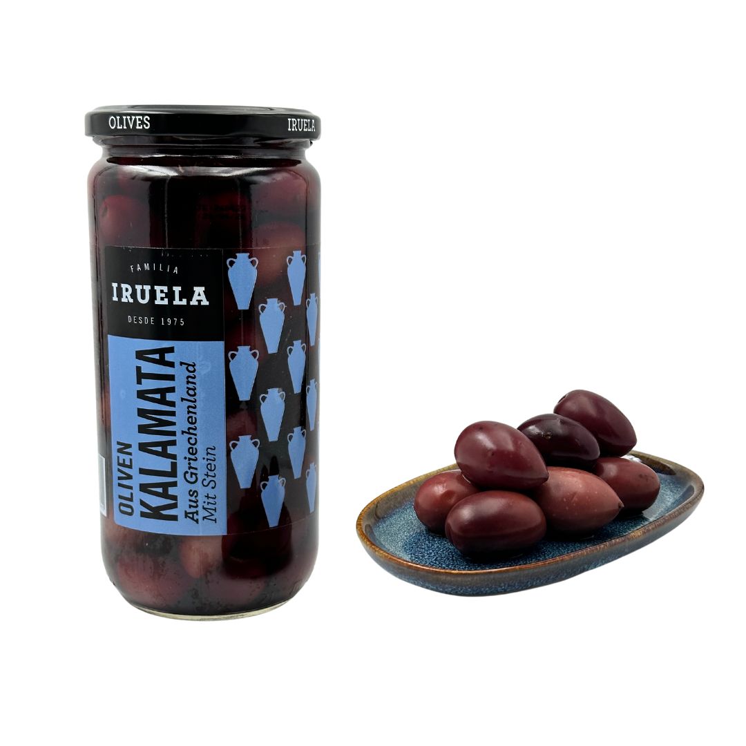 Iruela - Kalamata Oliven  aus Griechenland - mit Stein, Naturbelassen - 720 gr