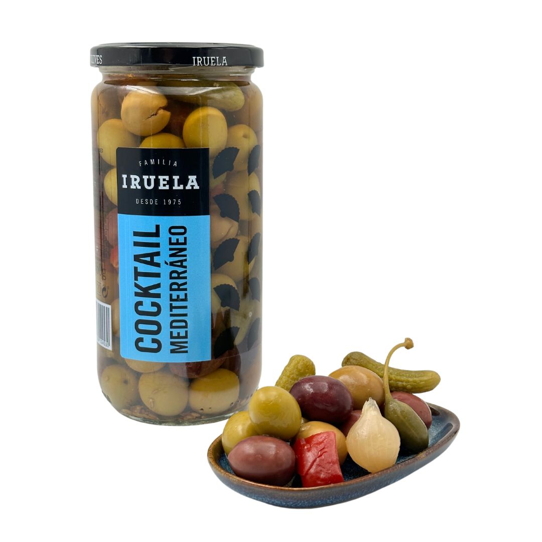 Iruela - Oliven Cocktail  "Mediterráneo" - mit Stein und Pickles - 720 g