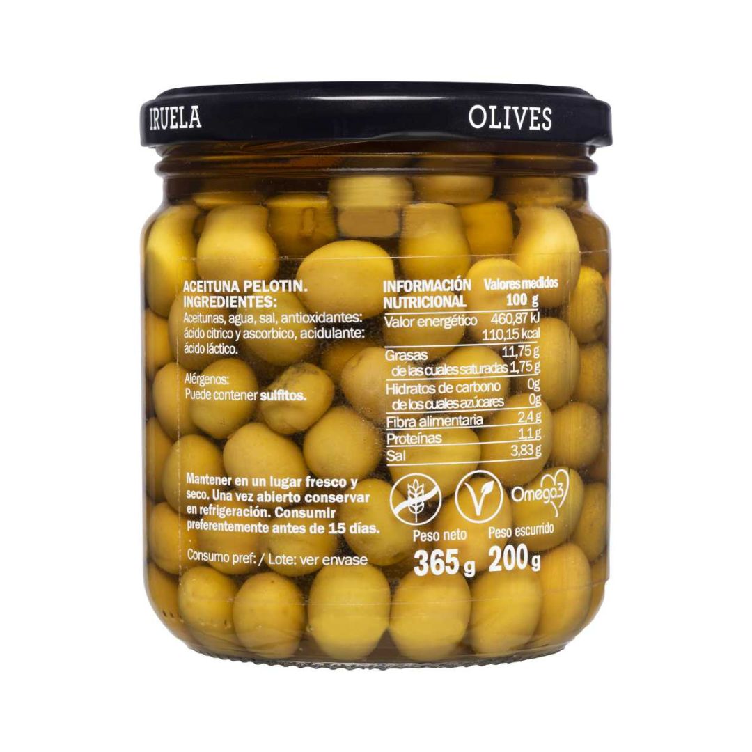 Iruela - Grüne Oliven "Pelotin" - mit Stein - 365g - Feinkost Spanien