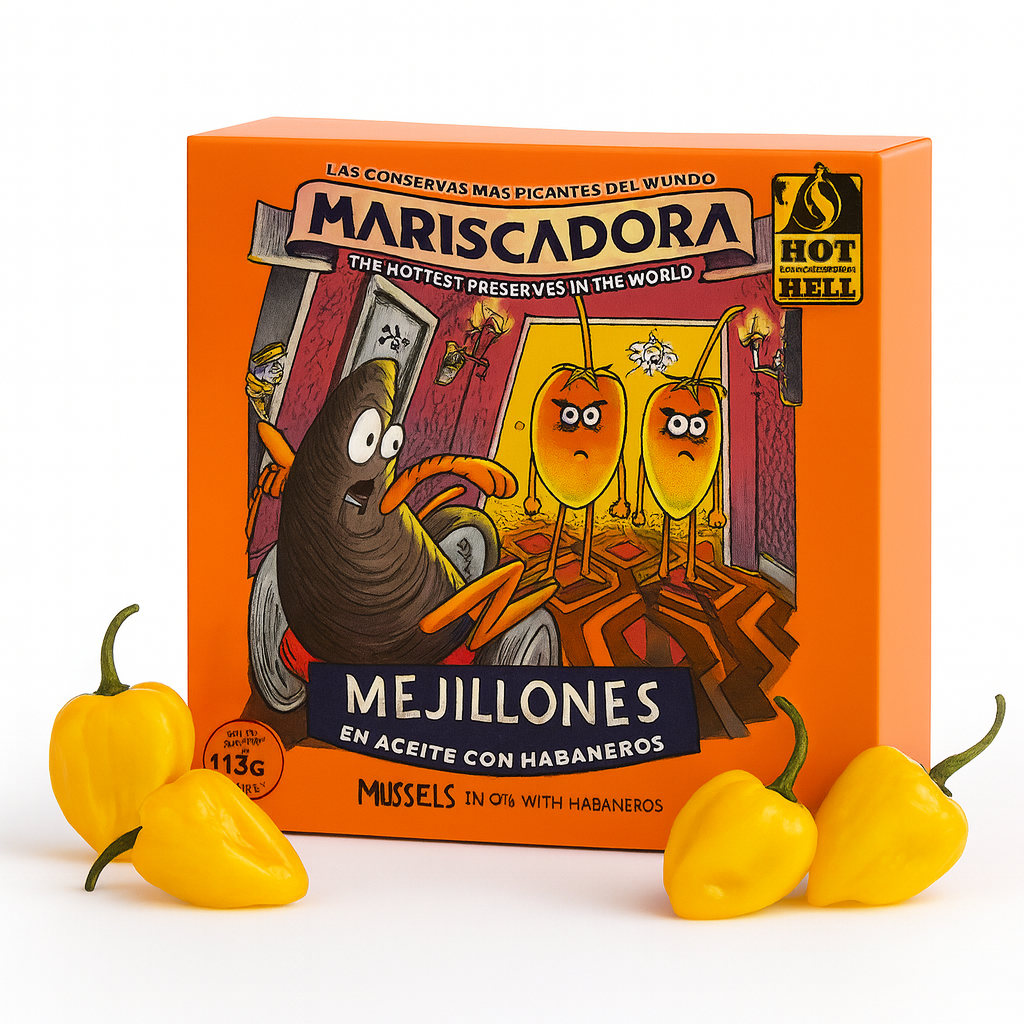 HOT AS HELL - Mariscadora | The Shining - Limited Edition | Miesmuscheln mit Habanero | CHILI CHALANGE  | Konserve | Spanien