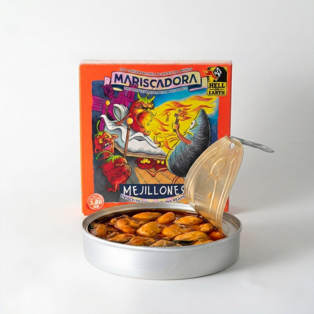 Miesmuscheln mit Carolina Reaper Chili in Limited Edition Dose