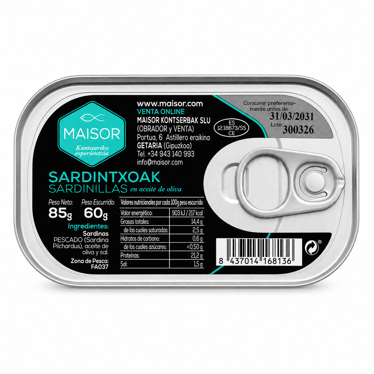 Maisor Sardinen aus dem Kantabrischen Meer - "Sardinillas" - Konserve 85g