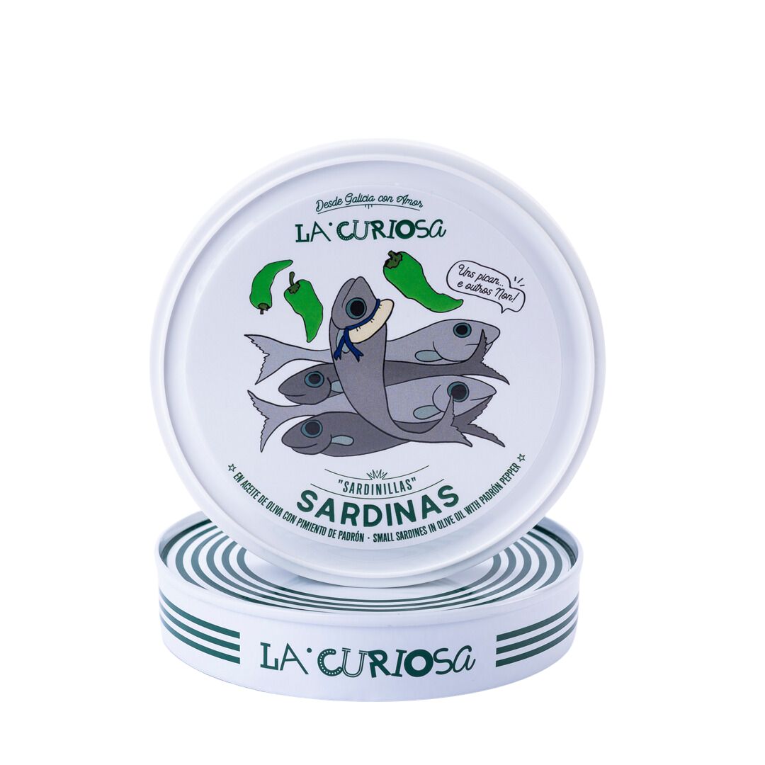 La Curiosa - "Sardinillas" kleine Sardinen in Olivenöl mit Pimientos De Padrón - 112g 
